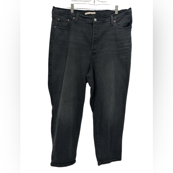 Levi's Plus Ribcage Straight Ankle Button Fly Black Jeans - 22W - Picture 1 of 8